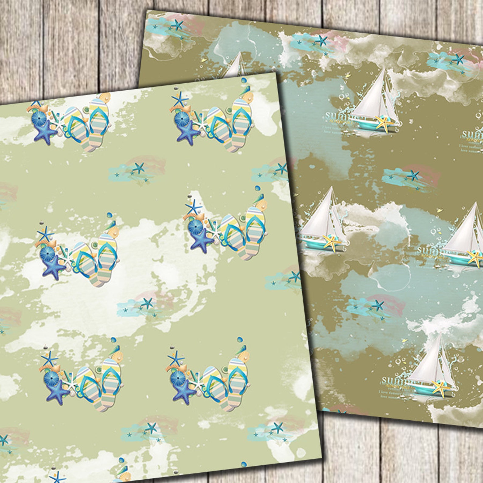 Beach Digital Papers Download Decoupage Paper Summer - Etsy