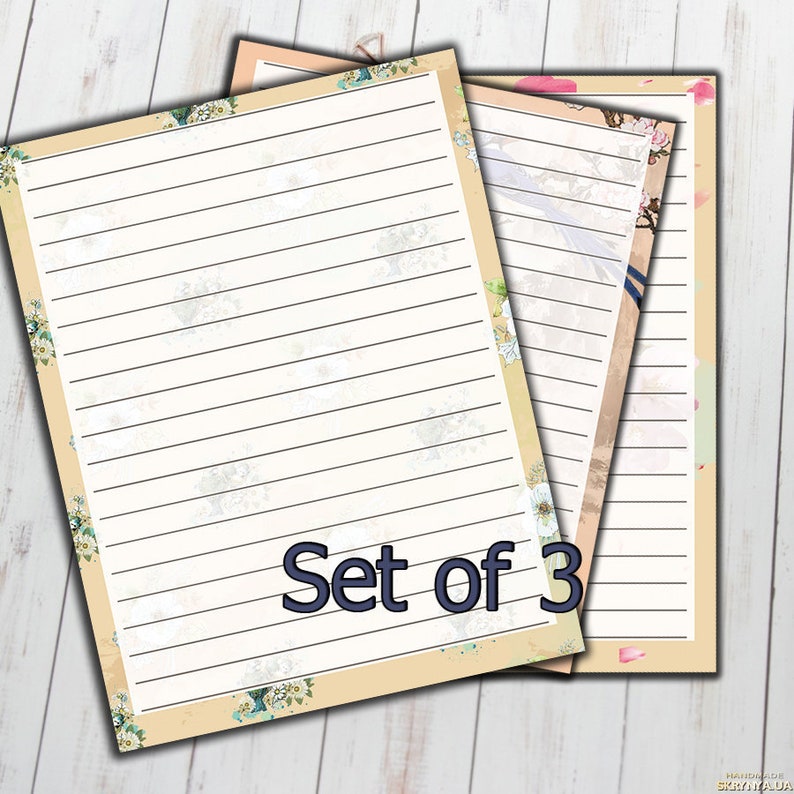 Lined Stationary Lined Stationery Set Printable Lined Paper Etsy