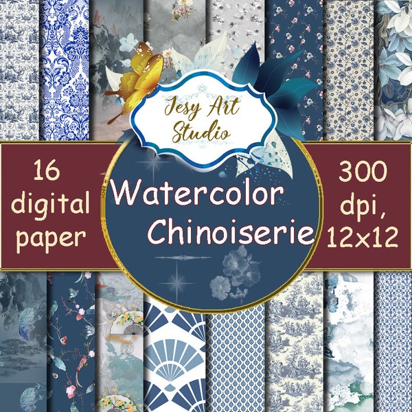 Chinoiserie Digital Paper - Etsy