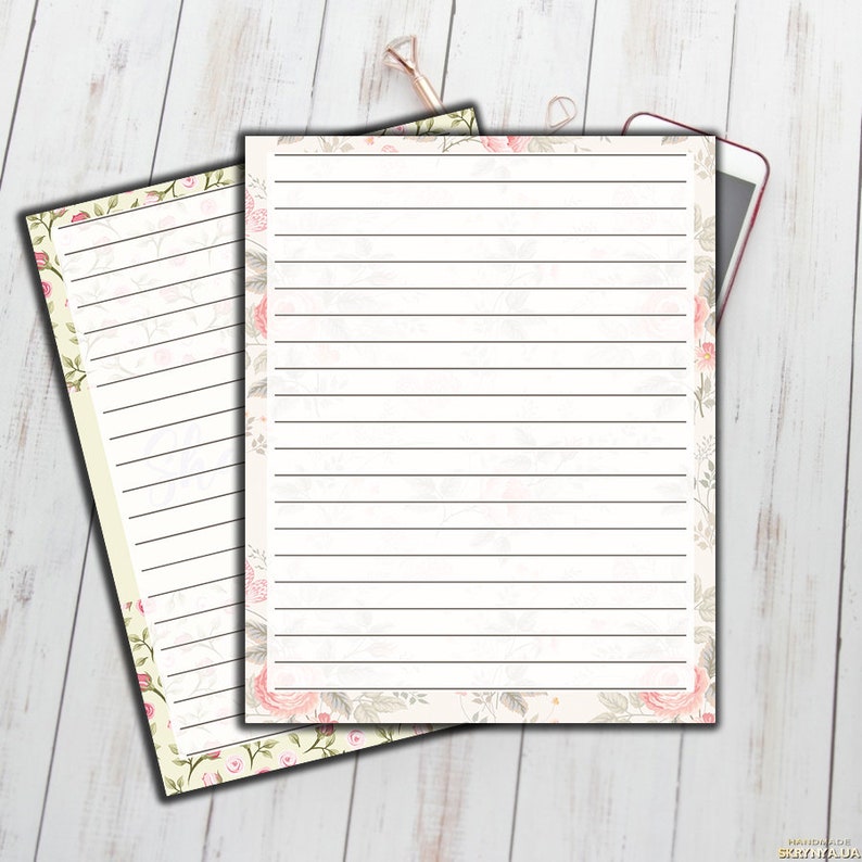 Lined Stationary Lined Stationery Set Printable Lined Paper Etsy