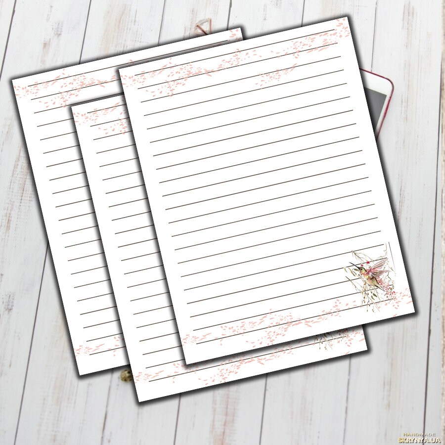 printable lined stationery paper floral stationary paper etsy