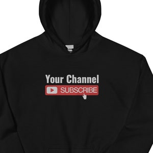 YouTube Personalized Embroidery Hoodie - Subscribe YOUTUBE - custom Embroidery Hoodie - Youtuber Viral Channel Gaming Custom Unisex Hoodie
