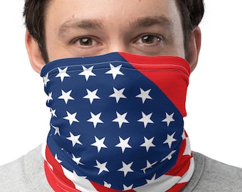 Unisex USA Neck Gaiter and Face Mask, American US Flag Multi Functional Face Mask, Balaclava Beanie Wristband Hood Head wear Bandanna, Scarf