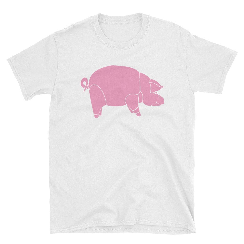 Pink Floyd Animals Shirt Pink Pig Art White T-Shirt Pink
