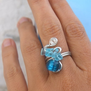 Glass fancy ring. Adjustable size. No nickel, not d &#39; allergies.