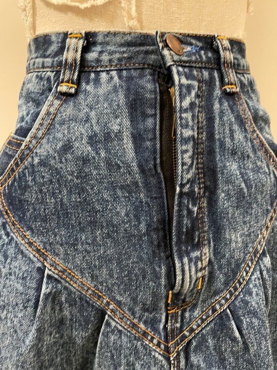 80s - 90s Vintage Long Denim Skirt Jeans Bleached… - image 4