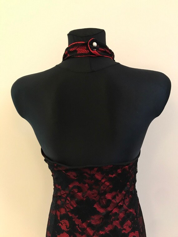 Black/Red Lace Cocon Cocktail Midi Dress Floral R… - image 7