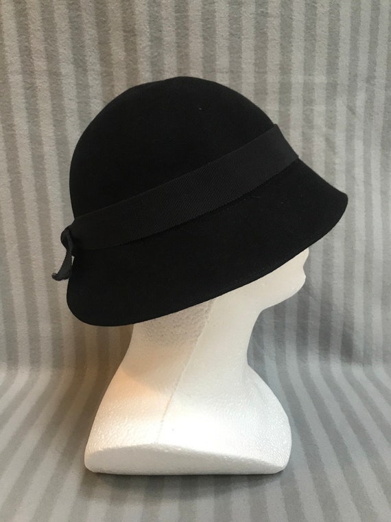 Vintage Black Women's Hat 60s - 70s Winter Huntin… - image 2