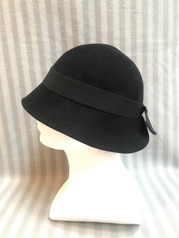 Vintage Black Women's Hat 60s - 70s Winter Huntin… - image 3