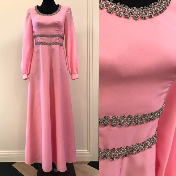 silver and pink prom dress