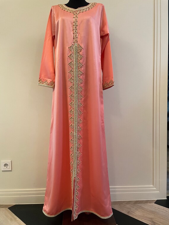 Pink Kaftan Maxi Caftan Long Sleeve Indian Orient… - image 2