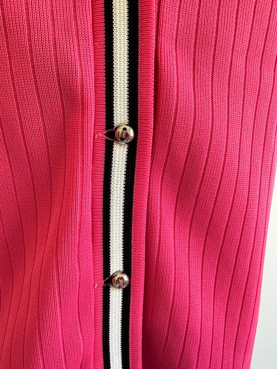 Vintage 70s - 80s Pink Blouse Deep V Neck Button … - image 4