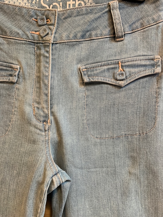 High Waist Denim Jeans Blue Women's Patchwork Vel… - image 3