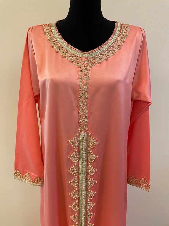 Pink Kaftan Maxi Caftan Long Sleeve Indian Orient… - image 3