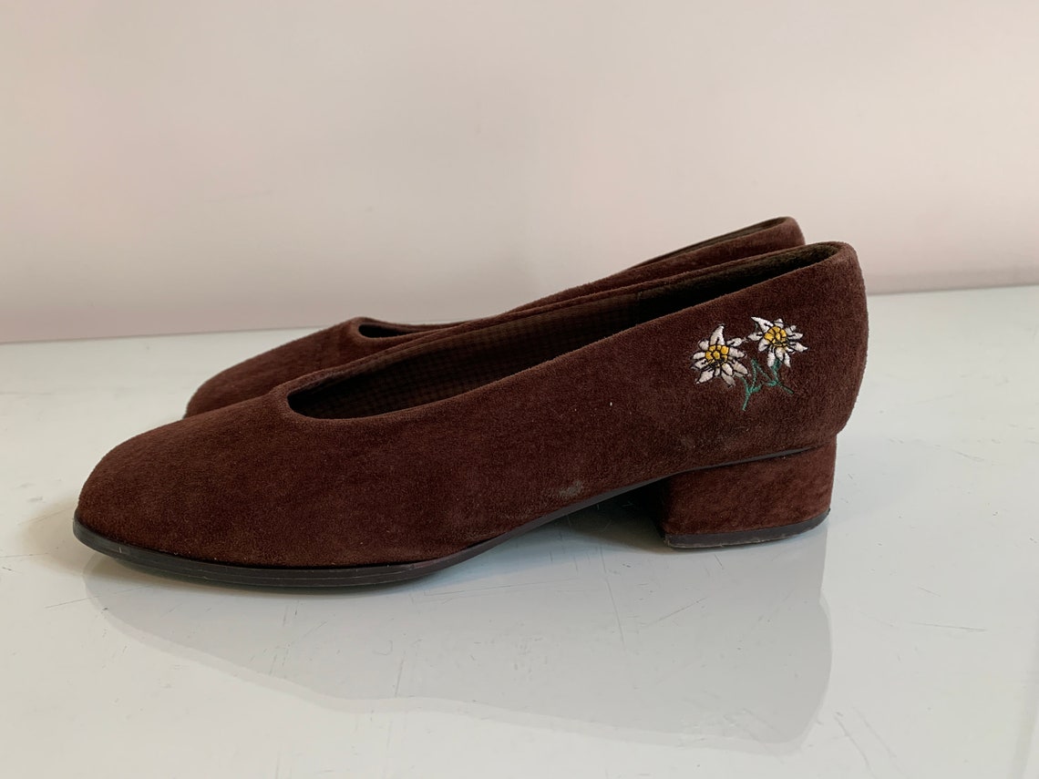 Trachten Shoes Women’s Brown Suede Leather Dirndl Austrian | Etsy