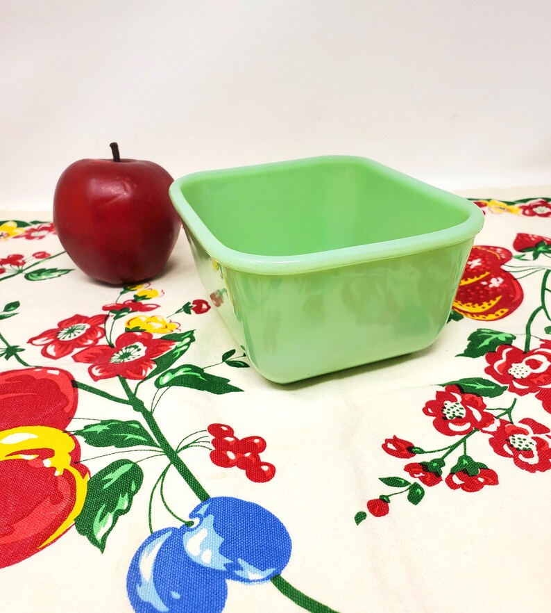 Vintage Fire King Jadeite Square Refrigerator Dish NO Lid Jadeite