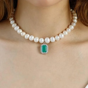 Emerald pendant necklaces for women green emerald jewelry clearance gemstone pendant
