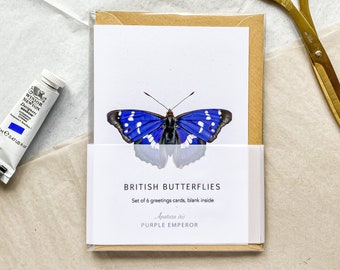 Pack of 6 British Butterfly Greeting Cards - A6