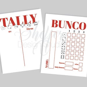 Printable Instant Download Bunco Score Cards & Tally Sheets