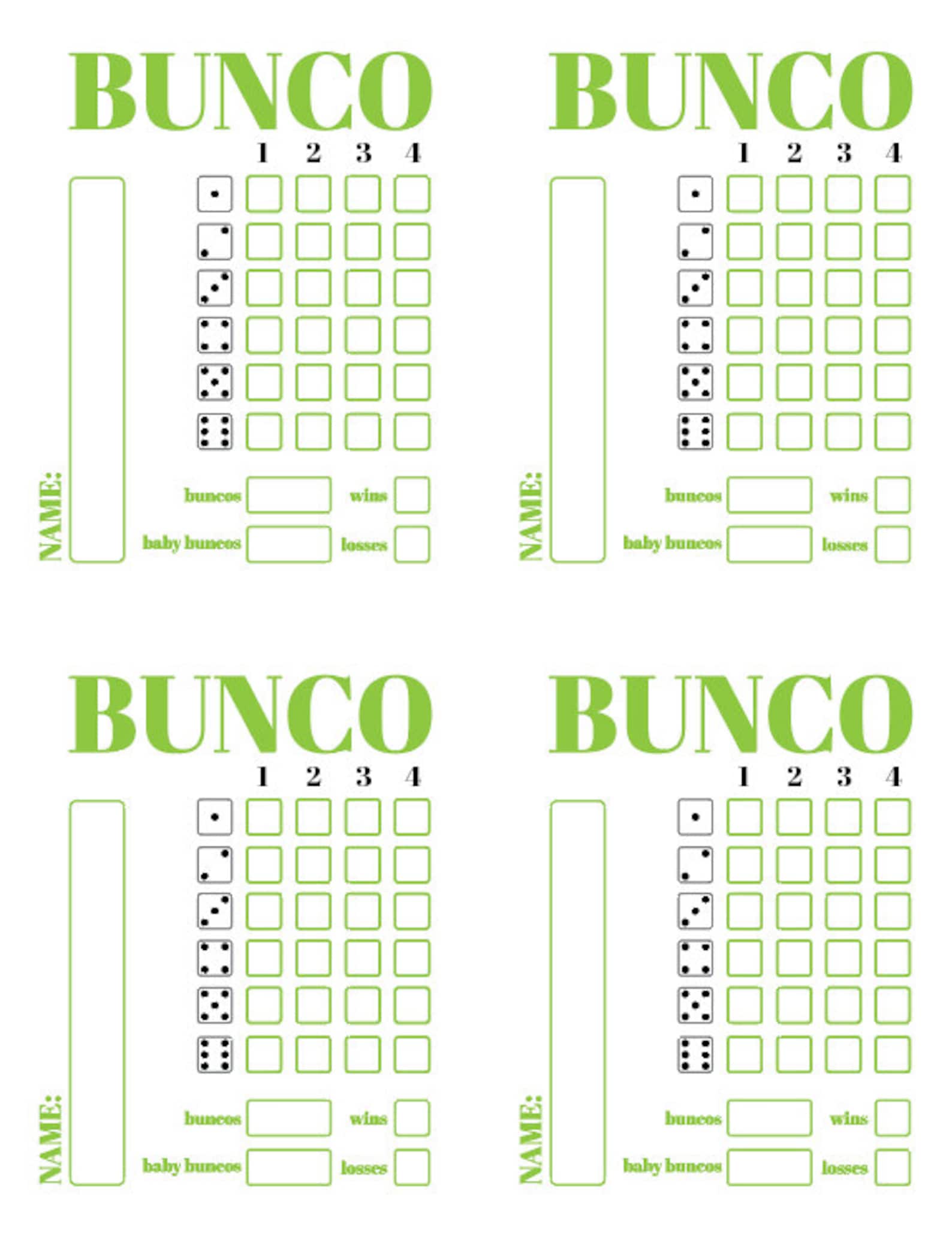 Printable Instant Download Bunco Score Cards - Etsy