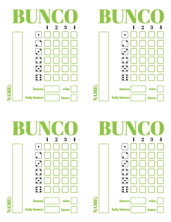 Printable Instant Download Bunco Score Cards - Etsy