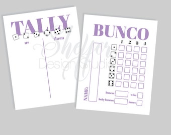 Printable Instant Download Bunco Score Cards & Tally Sheets