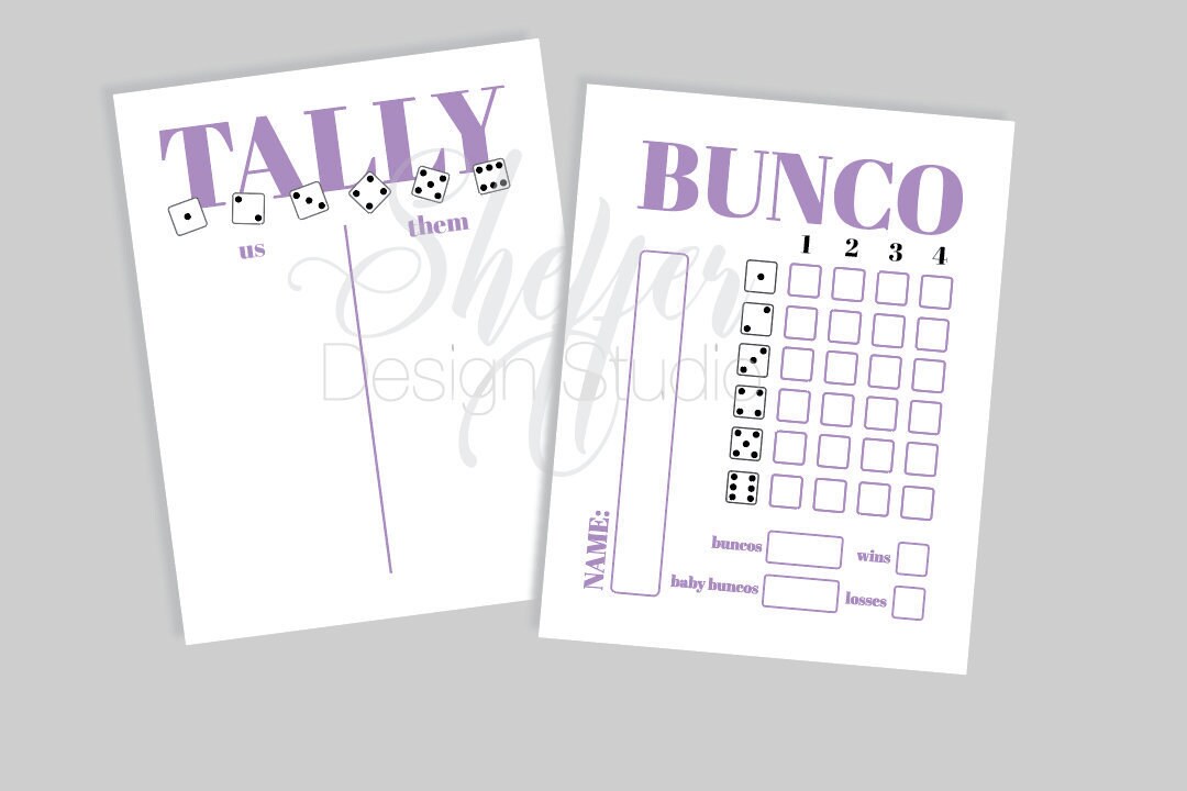 Printable Instant Download Bunco Score Cards & Tally Sheets Etsy