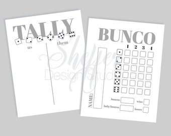 Printable Instant Download Bunco Score Cards & Tally Sheets