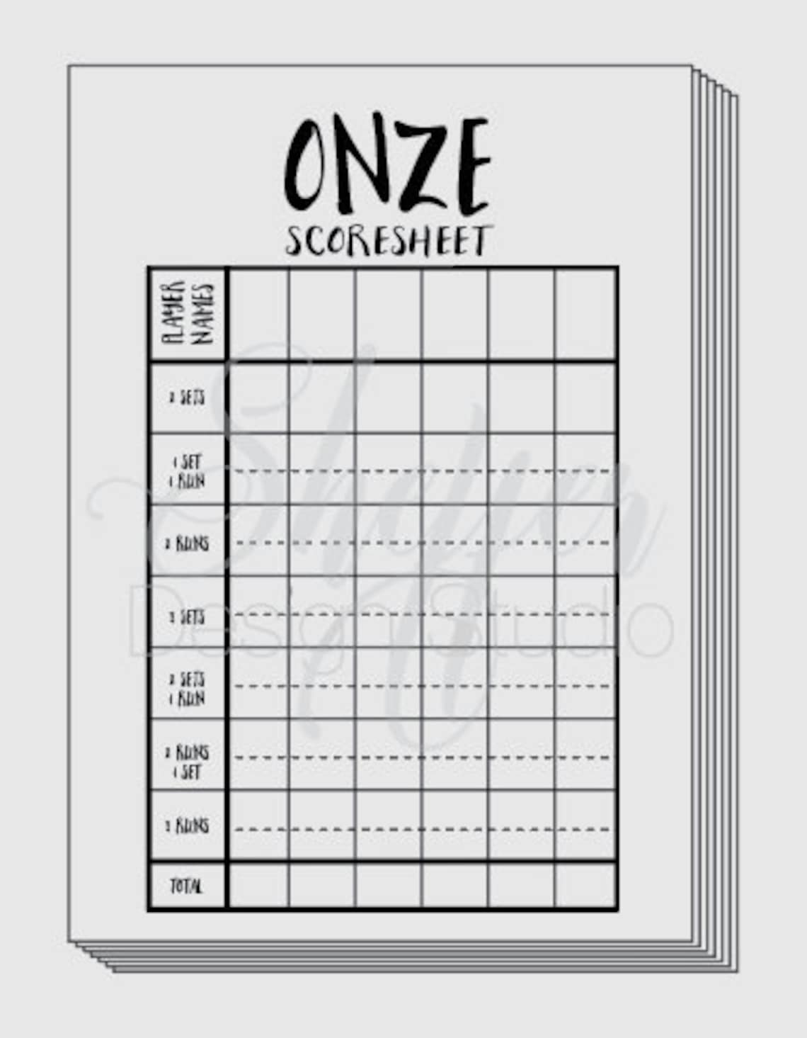 Printable Digital Download: ONZE Card Game Scorecard in Two Sizes--full ...