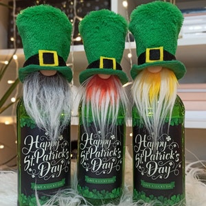 St Patricks Gnome Bottle Topper, St Patricks Party Decoration image 1