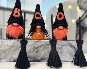 Set of Halloween Gnomes, Halloween Tiered Tray Gnome, BOO Gnomes, Fall Gnome, Halloween Gnome, Witch Gnome, Holiday Decor