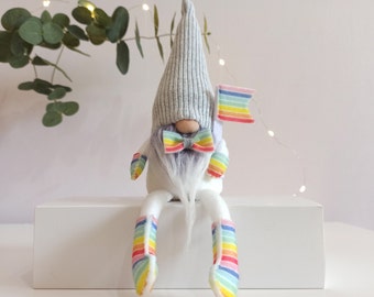 Rainbow Pride Flag Gnome, Rainbow Gnome, LGBTQ Flag Gnome, Summer Home Gnome, Bow Tie Gnome, Pride Month Gnome