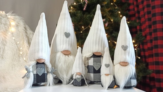 Farmhouse Christmas Gnomes Black and White Buffalo Plaid | Etsy
