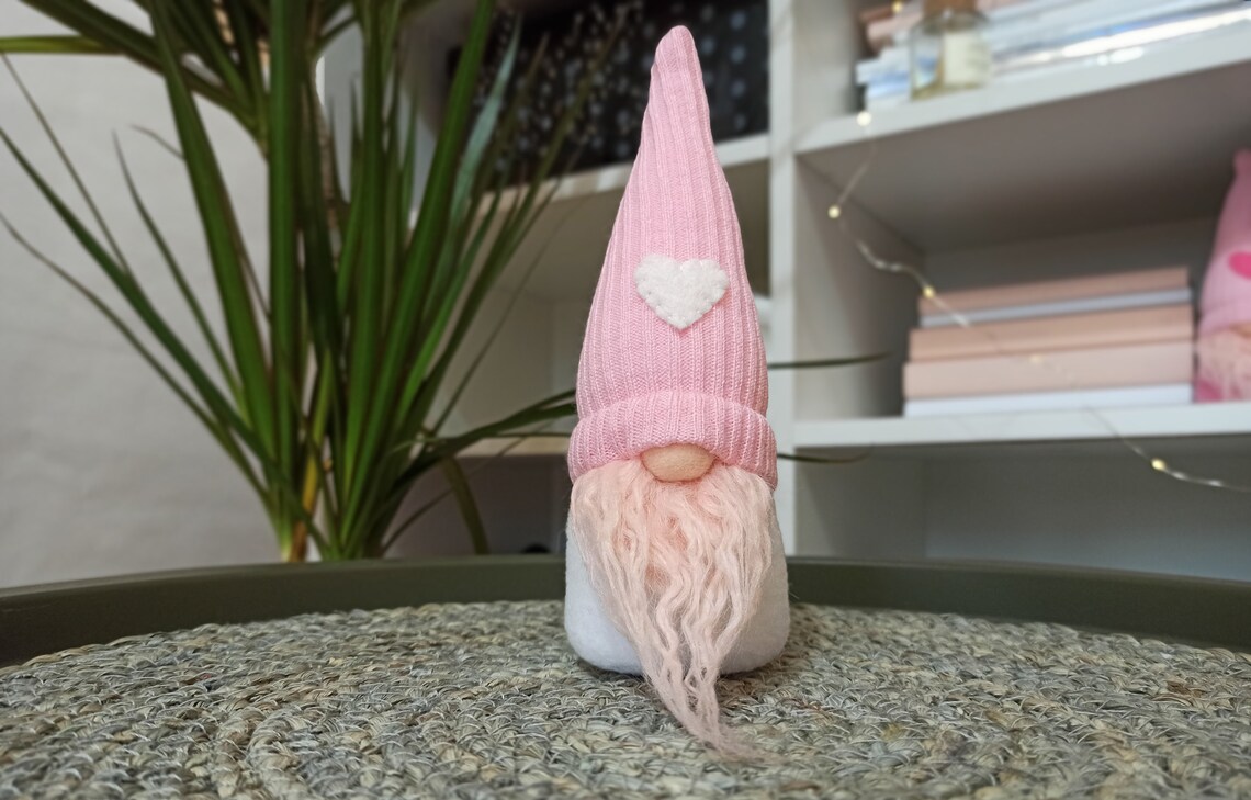 Small Gnomes Pink Fabric Gnome Handmade Gnomes Anniversary Etsy
