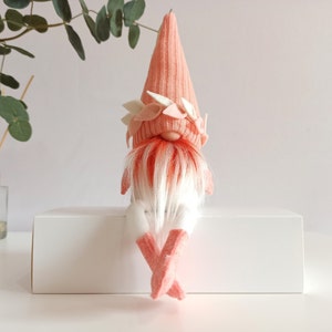 Peach Summer Gnome: Handmade Felt Wreath Farmhouse Decor
