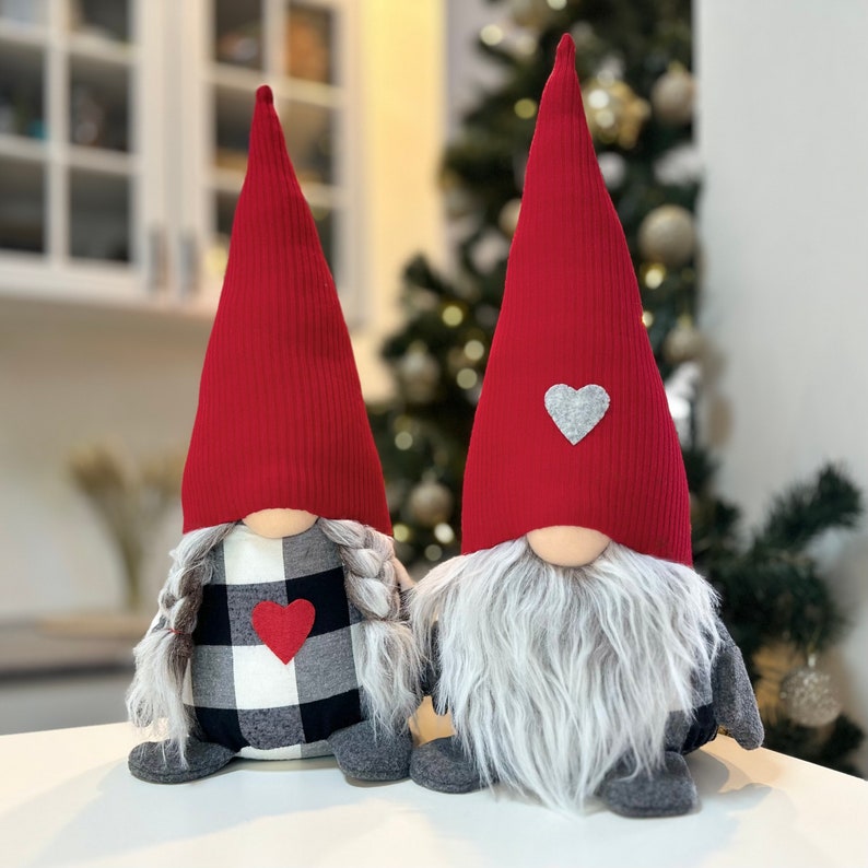 Christmas Gnomes Buffalo Plaid Farmhouse Decor Rustic Home Decor Christmas Gift Housewarming Gift For Home Holiday Gift image 2