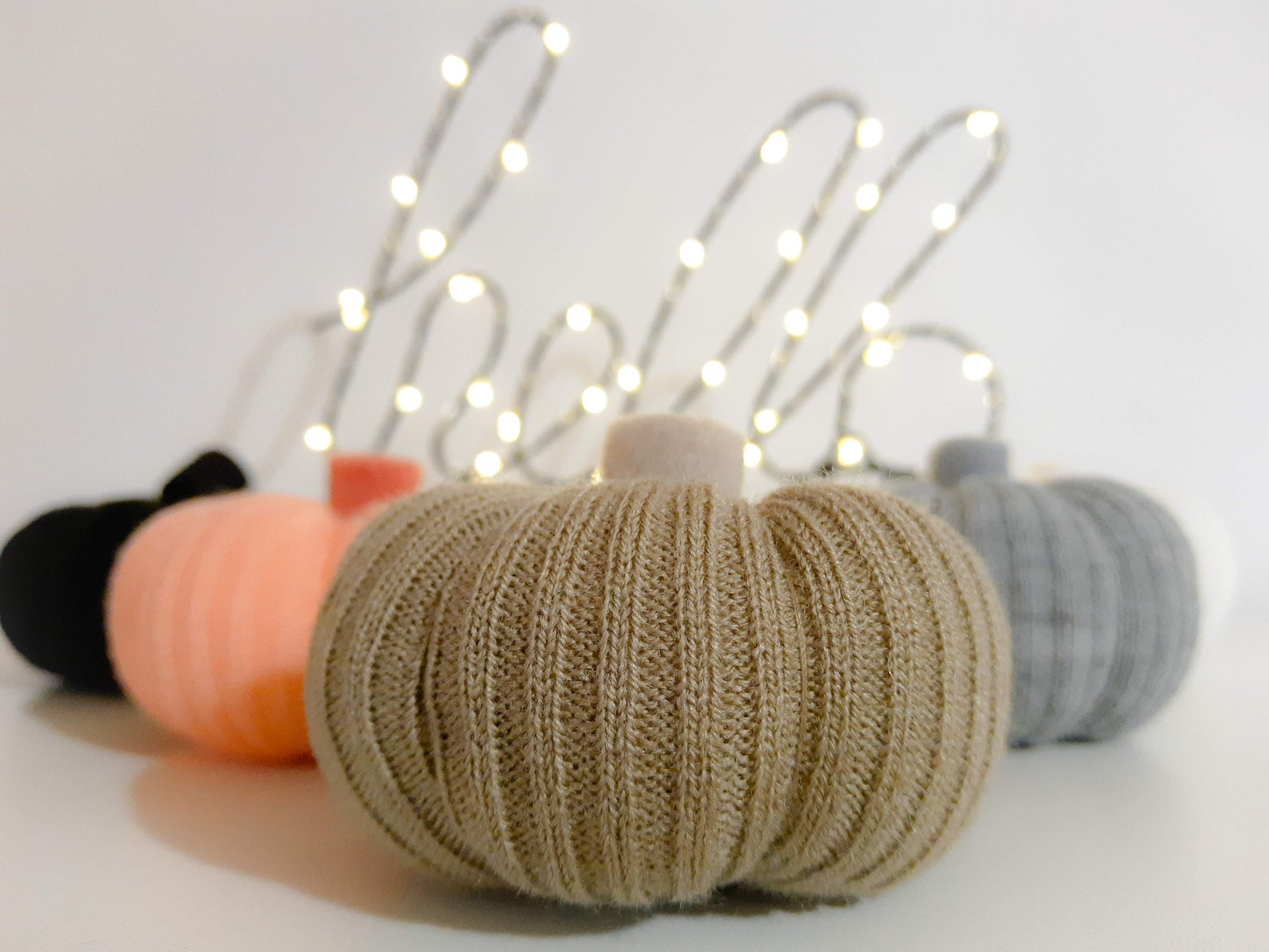 Autumn Decoration Knit Fabric Pumpkins Thanksgiving Table ...