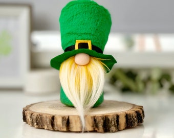 Lucky Gnome, st Patricks Day Decor Gnome, Bookshelf Decor, Rustic Irish Coffee Table Decor