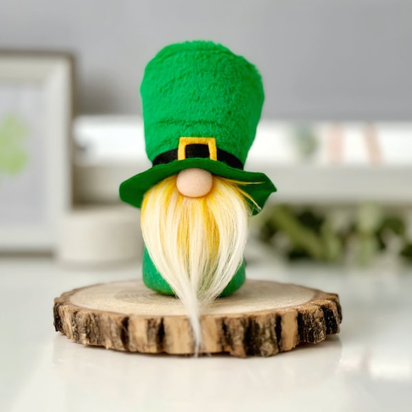 Lucky Gnome, st Patricks Day Decor Gnome, Bookshelf Decor, Rustic Irish Coffee Table Decor