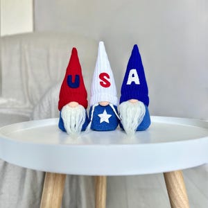Patriotic USA Gnome Trio: 4th of July Red White Blue Plush Decor