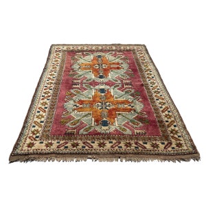 Antique Turkish Kars Kazak Rug,Feiner Handgeknüpfter Orientteppich Türkisch Kazak Teppich, 204x 134 cm