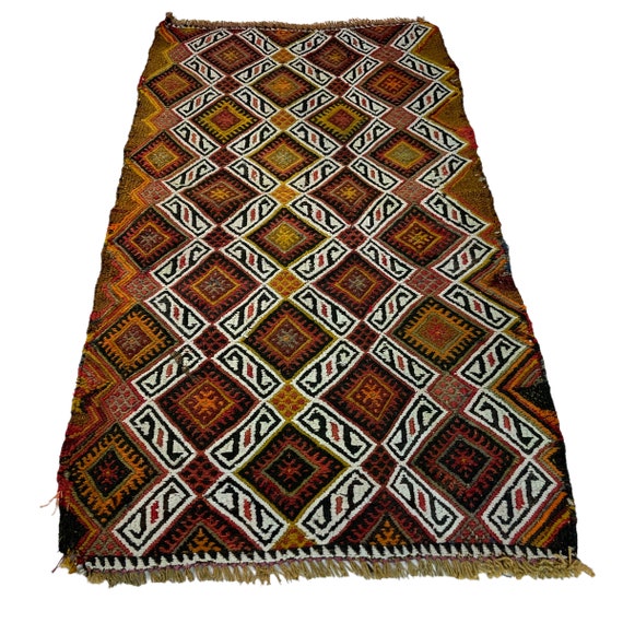 Vintage Turkish Kilim Rug: Anatolian Mini Rug (90 X 52 Cm) - Etsy