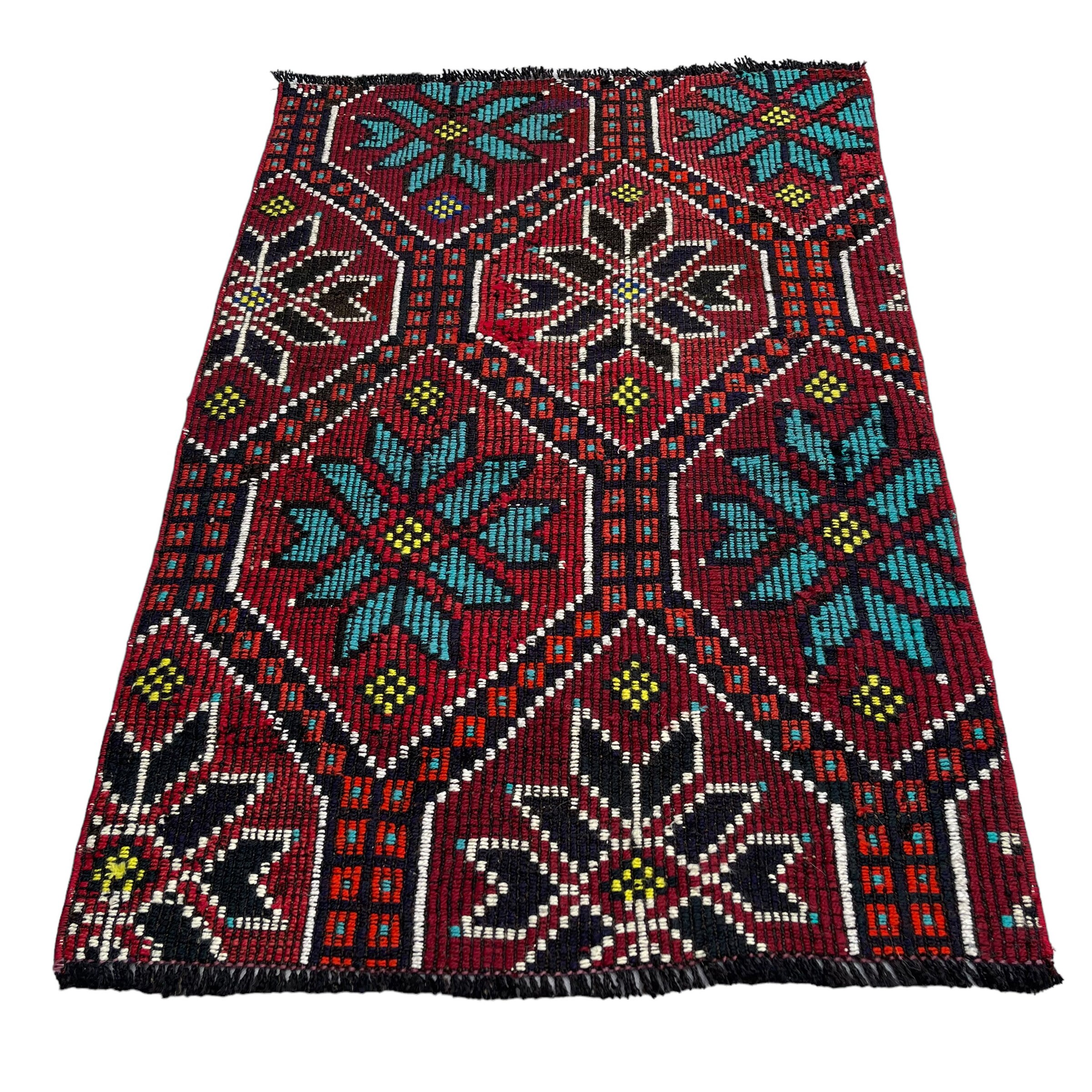 Hm Rug Kelim Traditional Turkish Mini Kilim Rug ,vintage Anatolian Turkish Kelim 109 ...