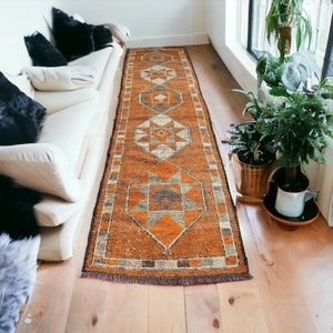 Traditional Vintage Kurdish Herki Rug , 363 X 95 Cm
