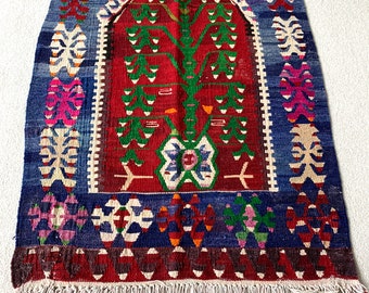 Traditional Turkish Kilim Rug shabby vintage wool country home Kelim 140X90 Cm