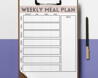 Meal Plan and Grocery List, Printable Meal Plan and Grocery List for ...