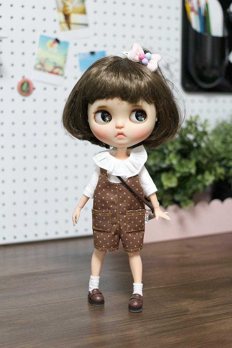 Blythe Pullip pureneemo s doll clothes White Ruffled T-shirt Sweatshi…
