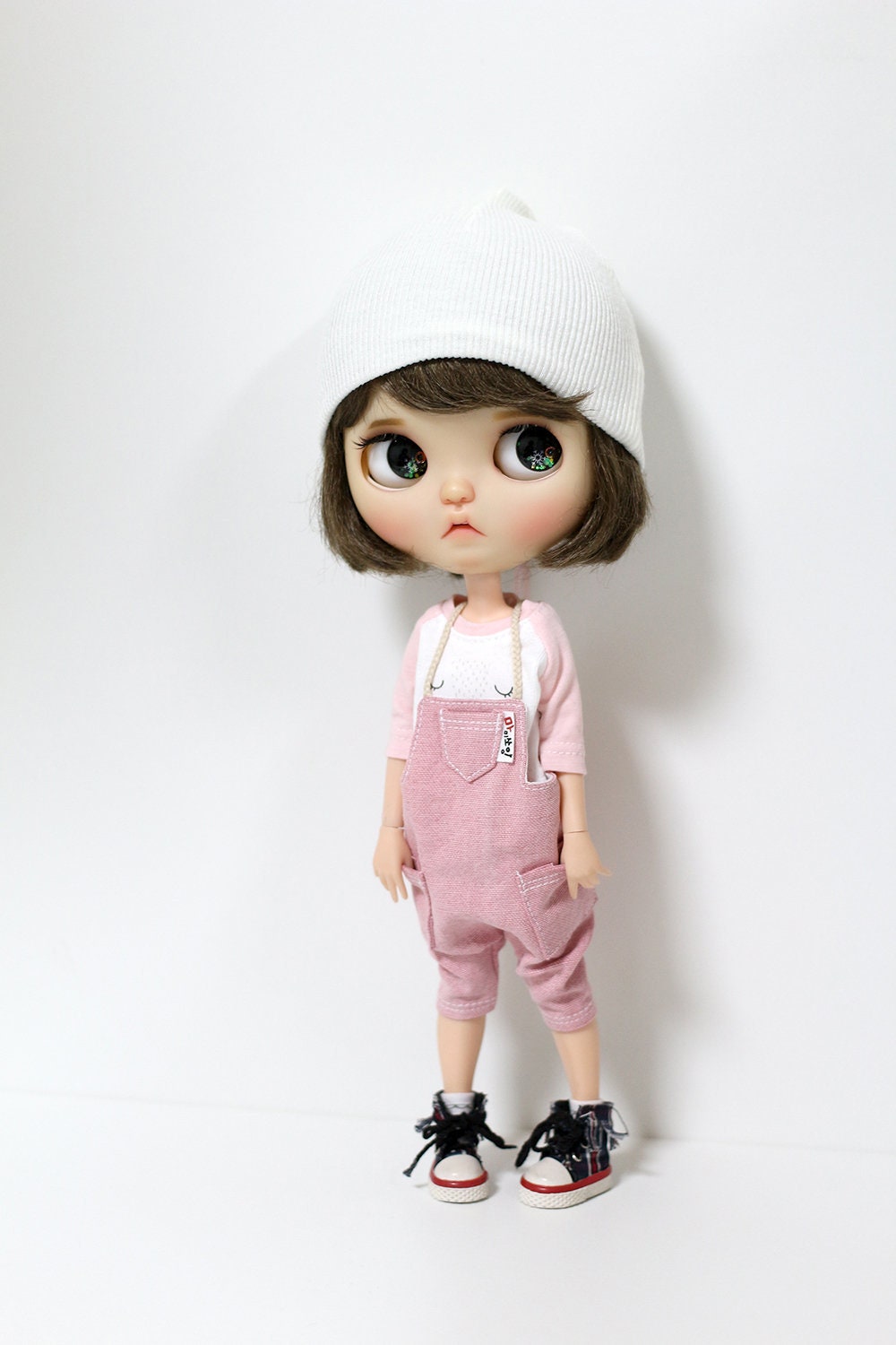 Blythe Pullip doll clothes - Pink pocket Overalls for Blythe, Purenee…