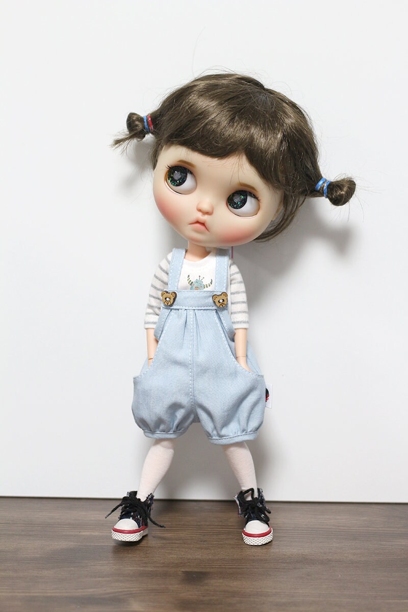 Blythe doll clothes outfit - Blue overalls