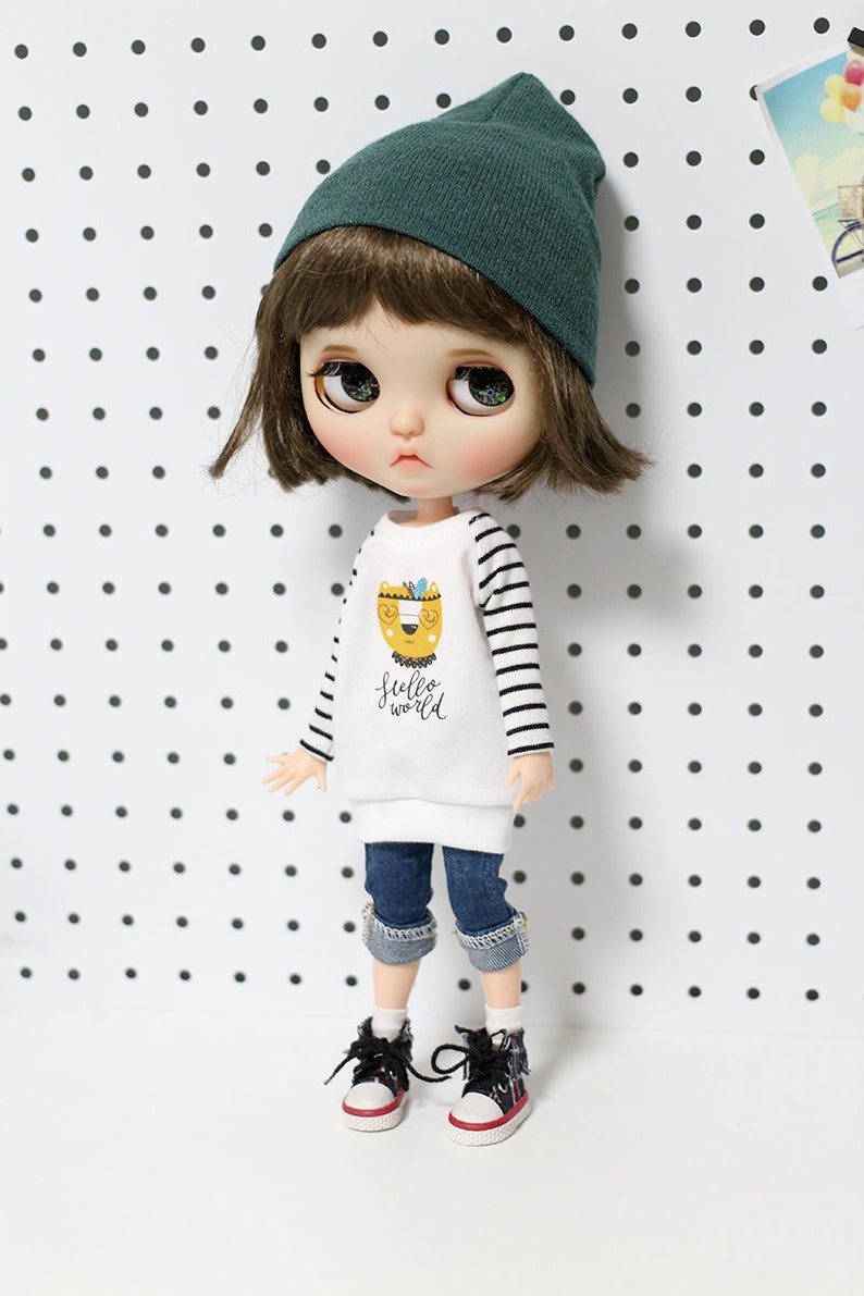 Blythe Pullip Doll Clothes Hello World Raglan T-shirt - Etsy